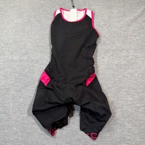 Santic Cycling Skinsuit Women L Black Pink Triathlon One Piece Padded Bib Shorts